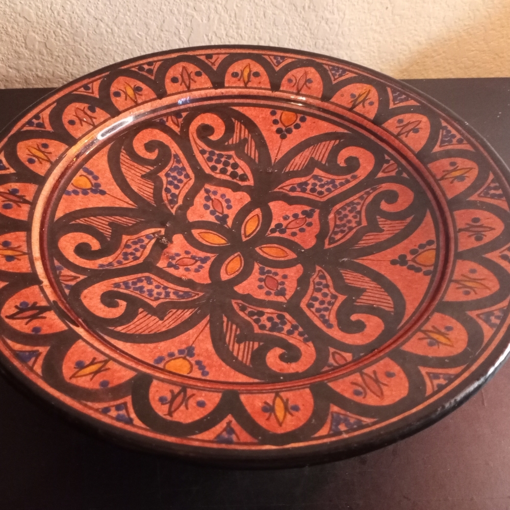 Moroccan Handpainted Terracotta Art Pottery 10" Decorative Bowl